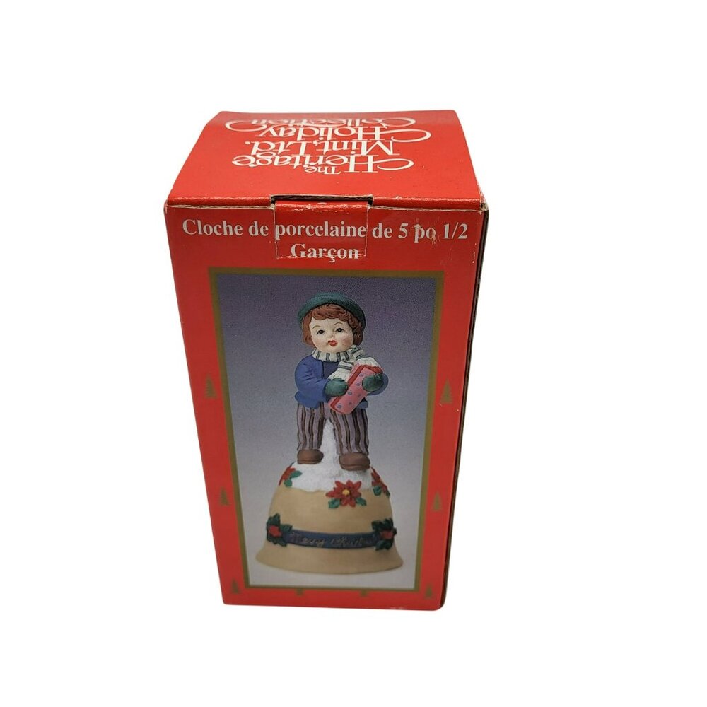 Heritage Mint Holiday Collection Porcelain Bell Boy Figurine Christmas Decor